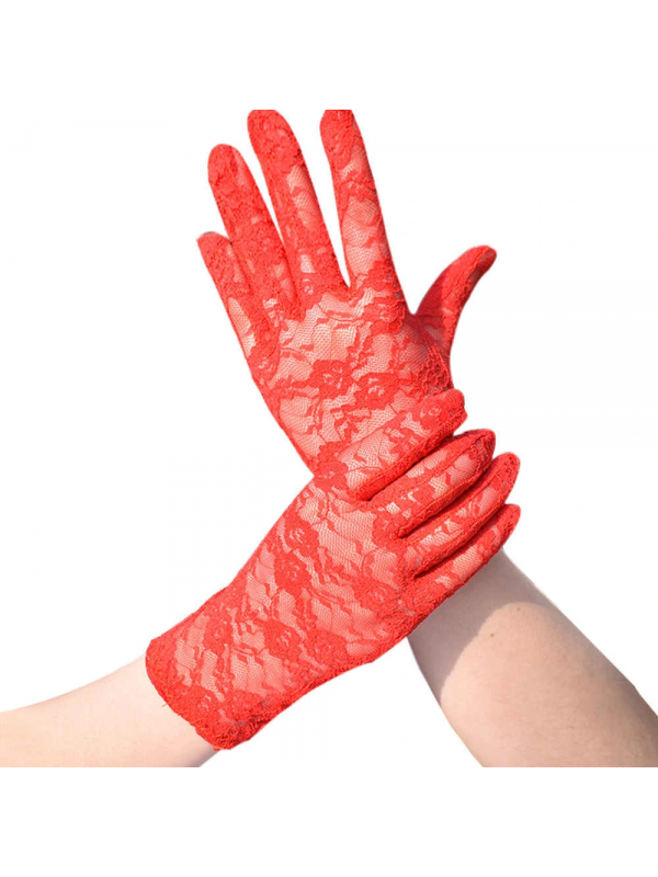 Kırmızı Renk Kısa Dantelli Eldiven&hellip;
