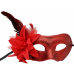 Kırmızı Renk Metalize Sim Görünümlü Parlak Tüylü Parti Maskesi 22x19 Cm