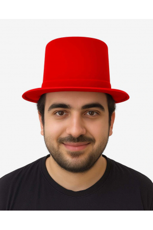 Kırmızı Renk Plastik Nubuk Kadife Flok Kaplama Fötr Şapka 11 Cm&hellip;