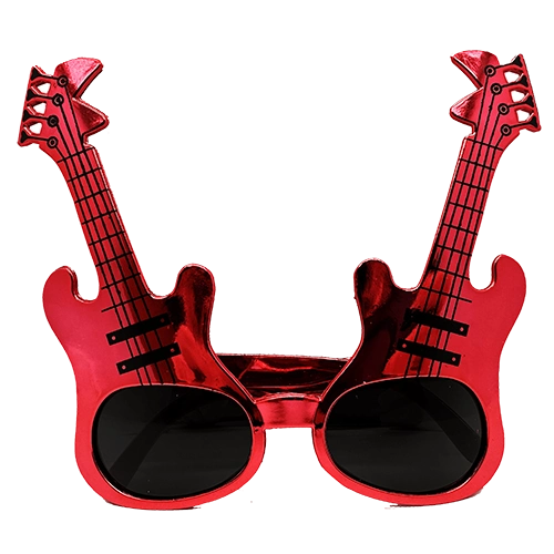 Kırmızı Renk Rockn Roll Gitar Şekilli Parti Gözlüğü 15x15 Cm