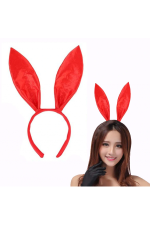Kırmızı Renk Saten Kaplama Şekil Verilebilir Tavşan Kulak Taç 35x11 &hellip;
