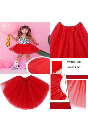 Kırmızı Renk Tütü Etek Bale Eteği Gösteri Eteği Çocuk Bebek Boy&hellip;
