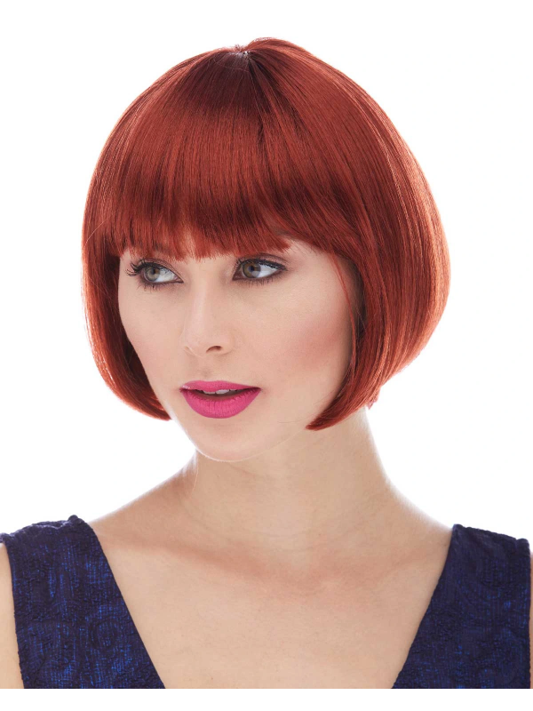 Kızıl Renk Düz Kesim Astarlı Küt Parti Peruğu&hellip;