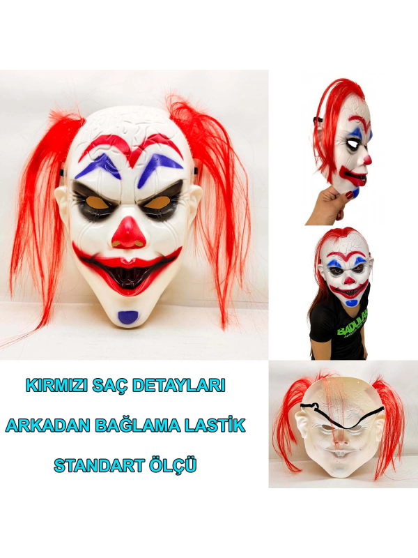 Kızıl Saçlı Joker Palyaço Maskesi&hellip;