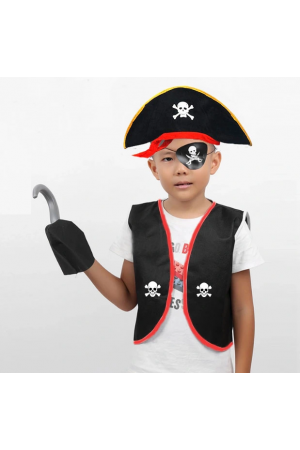 Korsan Yelek + Şapka + Kanca + Maske Çocuk Boy 4-6 Yaş&hellip;