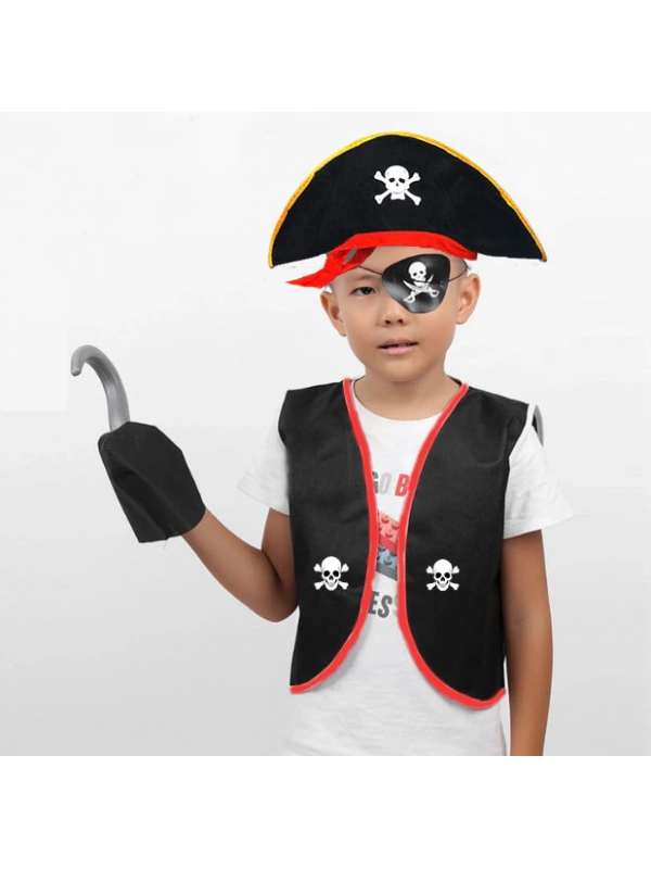 Korsan Yelek + Şapka + Kanca + Maske Çocuk Boy 4-6 Yaş&hellip;