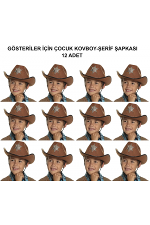 Kovboy Şerif Şapkası Kahve 12 Adet - Kostüm, Parti Ve Gösteri Şapkas&hellip;