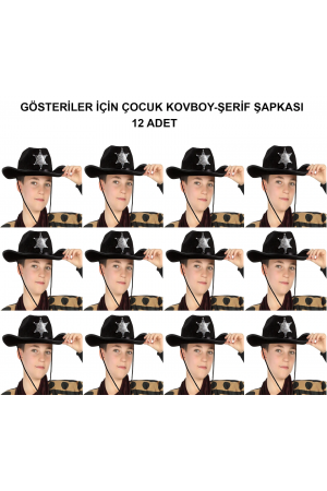 Kovboy Şerif Şapkası Siyah 12 Adet - Kostüm, Parti Ve Gösteri Şapkas&hellip;