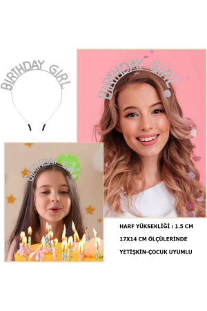 Kristal Taşlı Gümüş Birthday Girl Yazılı Doğum Günü Parti Tacı &hellip;