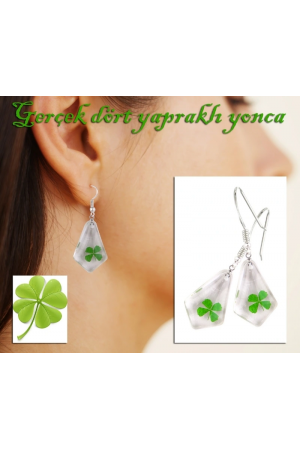 Küpe  - Dört Yapraklı Yonca (gerçek Yonca)…