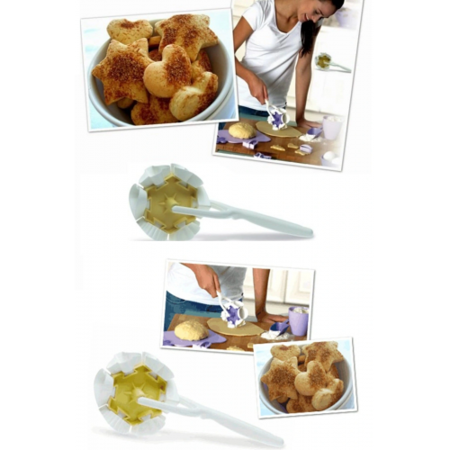 Kurabiye Ruleti - Çiçek - Kalp - Üçgen - Muffin Şekillerinde Kurabiye Şekillendirici Kurabiye Ruleti - Çiçek - Kalp - Üçgen - Muffin Şekillerinde Kurabiye Şekillendirici