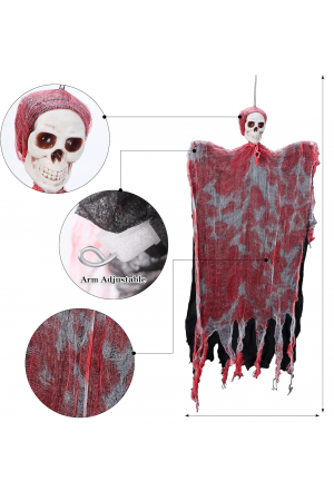 Led Işıklı Kahkaha Atan Sesli Sensörlü Ürpertici Kuru Kafa Kanlı Ko&hellip;