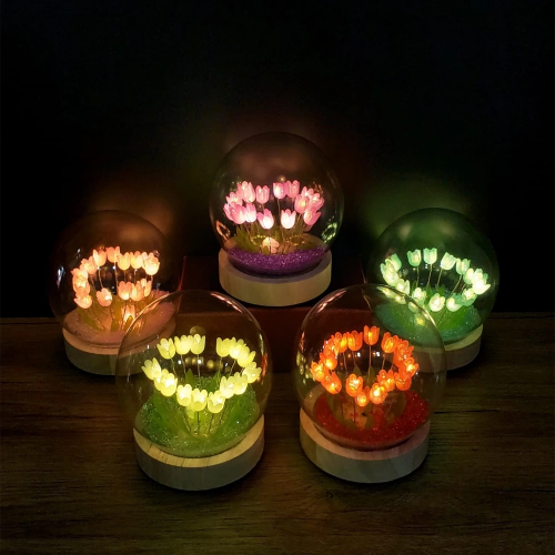 Led Işıklı Lale Cam Fanus Led Işıklı Lale Cam Fanus