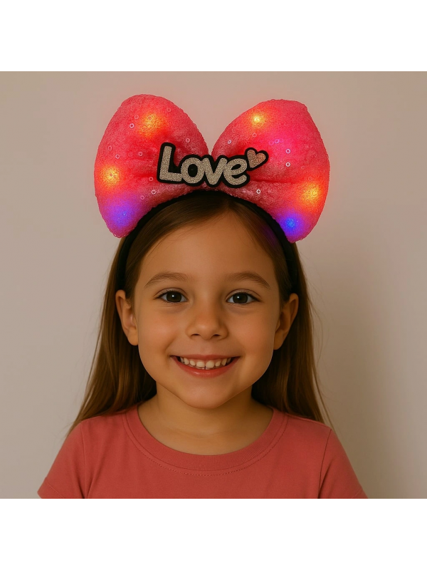 Led Işıklı Love Yazılı Fuşya Fiyonk Taç – Kız Çocuk Parti Tacı&hellip;