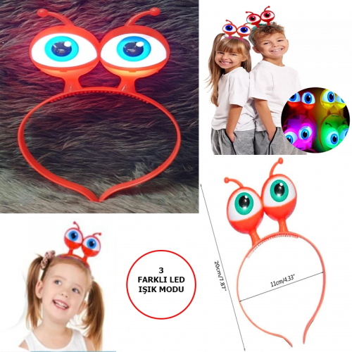 Led Işıklı & Pilli 3 Farklı Modda Yanan Uzaylı Göz Parti Tacı Kırmızı Renk 18x12 Cm Led Işıklı & Pilli 3 Farklı Modda Yanan Uzaylı Göz Parti Tacı Kırmızı Renk 18x12 Cm