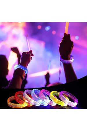Led Işıklı Pilli Işıklı Rengarenk Kalın Bileklik Işıklı Bilezik …