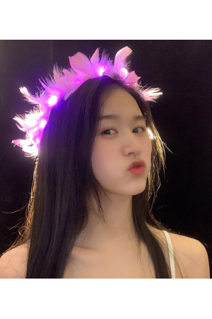 Led Işıklı Rengarenk Yanan 3 Fonksiyonlu Otrişli Parti Tacı Pembe Ren&hellip;