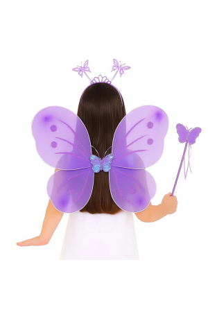 Lila Mor Kelebek Kız Seti – 50 Cm Kelebek Kanadı, Taç Ve Asa&hellip;
