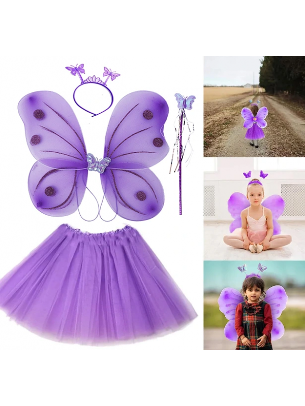 Lila Mor Kelebek Kostümü - Lila Mor Kelebek Kostüm Aksesuar Seti 4 Par�&hellip;
