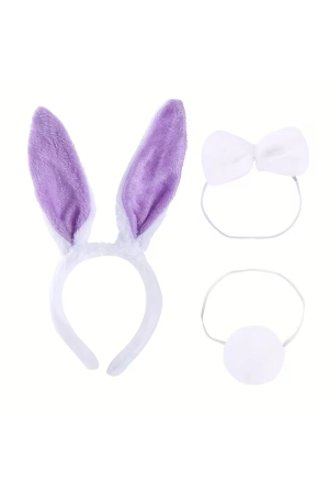 Lila Mor Tavşan Kulak Papyon Kuyruk 3'lü Parti Seti&hellip;