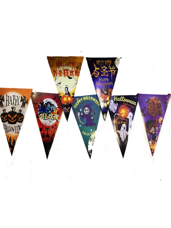 Lüks Baskılı Üçgen Model Halloween Banner Süs Bayrak 8 Li&hellip;