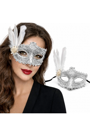Lüks Beyaz Tüylü Venedik Maskesi – Taşlı Dantel Tasarım… Lüks Beyaz Tüylü Venedik Maskesi – Taşlı Dantel Tasarım…
