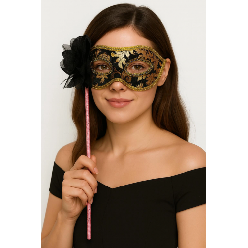 Lüks Taşlı Saplı Maskeli Balo Maskesi Siyah Renk 35 Cm Lüks Taşlı Saplı Maskeli Balo Maskesi Siyah Renk 35 Cm