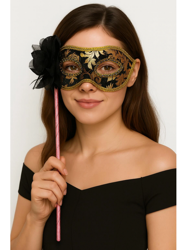 Lüks Taşlı Saplı Maskeli Balo Maskesi Siyah Renk 35 Cm… Lüks Taşlı Saplı Maskeli Balo Maskesi Siyah Renk 35 Cm…