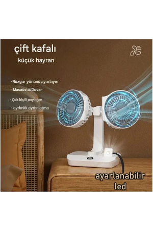 Masaüstü Dijital Ekranlı Çift Fanlı Led Işıklı Soğutucu Fan E…