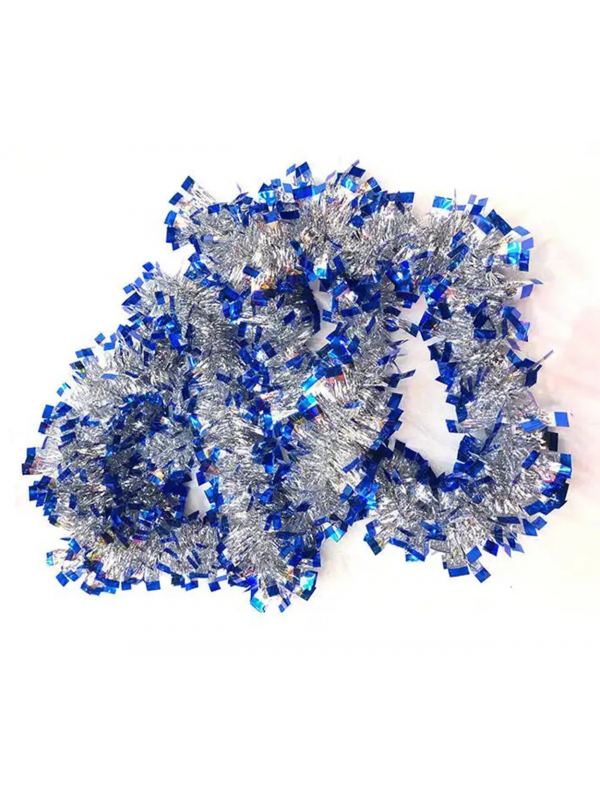 Mavi Gümüş Renk 4 Cm Genişlik Garland Çift Renk Sim Süs 180 Cm&hellip;