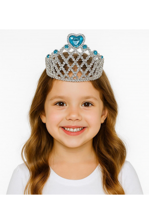 Mavi Kalpli Gümüş Renk Kraliçe Tacı Prenses Tacı&hellip;