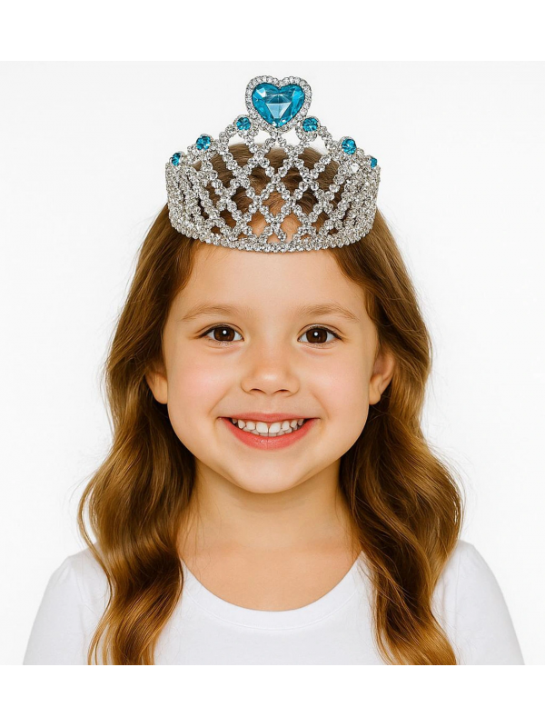 Mavi Kalpli Gümüş Renk Kraliçe Tacı Prenses Tacı&hellip;