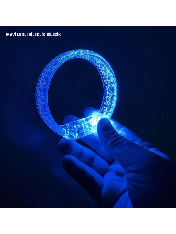 Mavi Led Işıklı Baskı Yapılabilen Pilli Bileklik Bilezik 1,5 Cm Geni�&hellip;