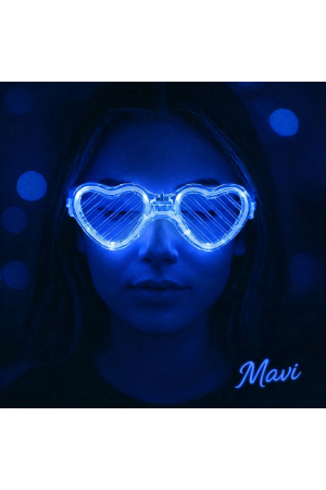 Mavi Led Işıklı Kalp Gözlük – 3 Modlu Parti & Glow Gözlüğü&hellip;
