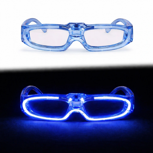 Mavi Led Işıklı Parti Gözlüğü 3 Modlu – Glow & Gece Eğlence Gözlüğü