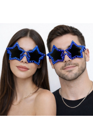 Mavi Renk Disko Yıldızı Retro Parti Gözlüğü 16x7 Cm&hellip;