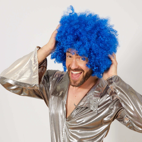 Mavi Renk Kıvırcık Afro Bonus Peruk Mavi Renk Kıvırcık Afro Bonus Peruk