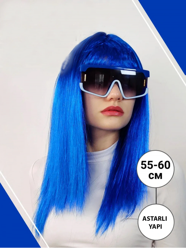Mavi Renk Uzun Parti Peruğu&hellip;