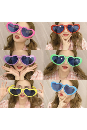 Mega Boy Büyük Kalp Şekilli Parti Gözlüğü 12 Adet Rengarenk&hellip;