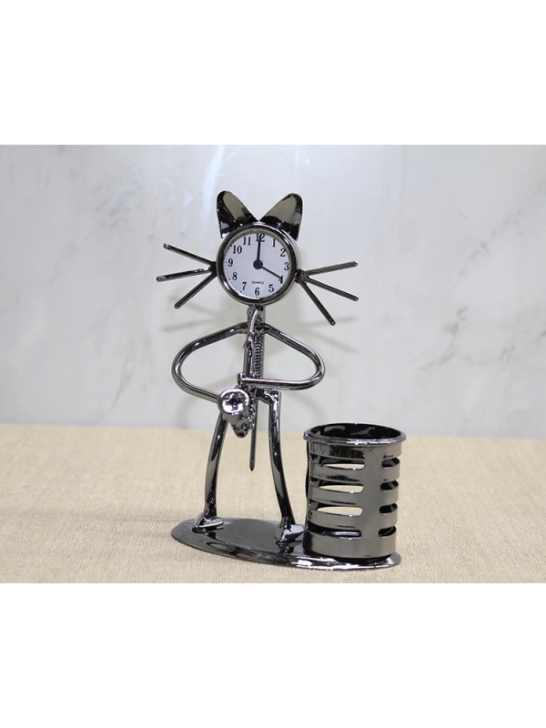 Metal Saksafon Çalan Kedi Müzisyen Saat Ve Kalemlik Alk4343&hellip;