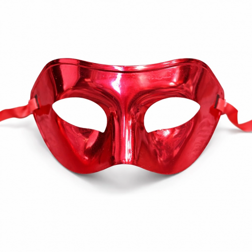 Metalize Parlak Parti Maskesi Kırmızı Renk 16x7 Cm