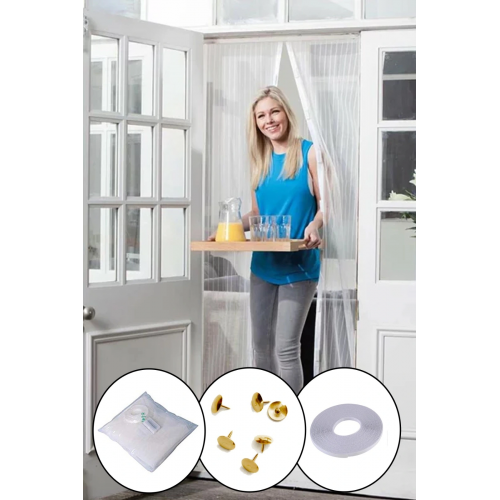 Mıknatıslı Manyetik Kapı Sinekliği Sineklik Tülü Perde (60cm X 210cm 2 Adet Tül)