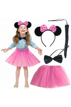 Minnie Kostüm Seti (pembe Tütü Etek + Pembe Taç + Papyon + Kuyruk)&hellip;