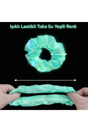 Mint Yeşili Renk Led Işıklı Lastikli Saç Tokası - 3 Modlu Festival &&hellip;