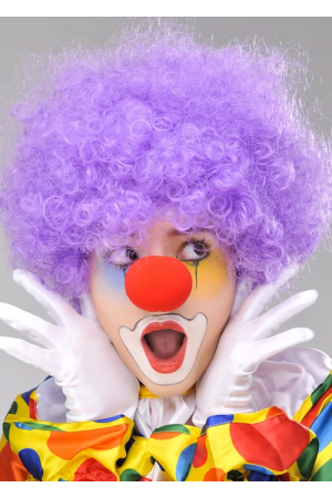 Mor Renk Kıvırcık Afro Bonus Peruk Takma Saç Ve Kırmızı Burun Seti&hellip;