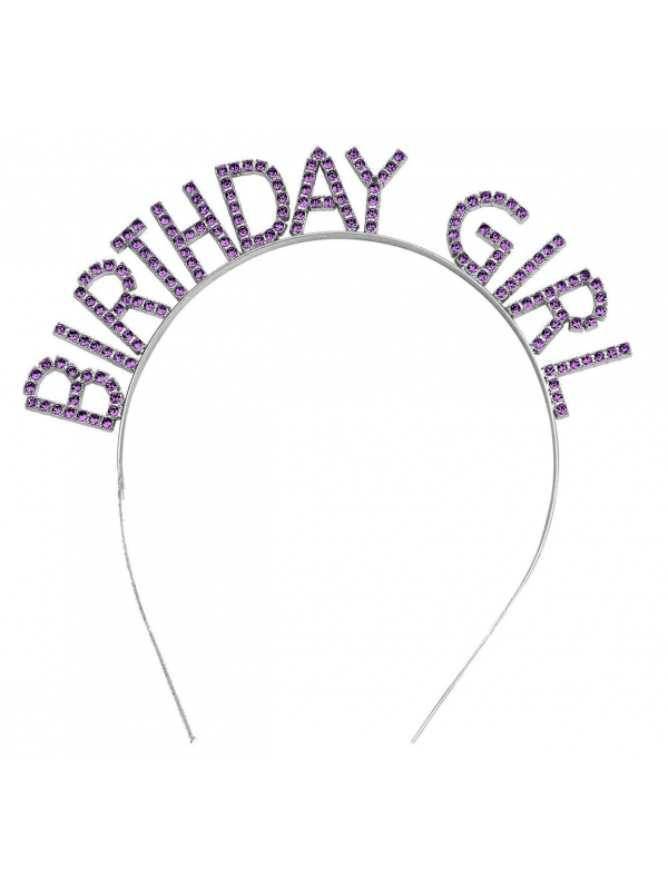 Mor Renk Kristal Taşlı Parlak Birthday Girl Yazılı Taç 16x17 Cm&hellip;