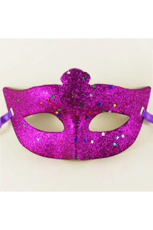 Mor Renk Simli Yıldızlı Kostüm Partisi Maskesi 17x10&hellip;
