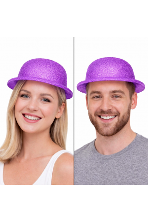 Mor Simli Melon Şapka | İnce Plastik Glitter Yetişkin Parti Şapkası… Mor Simli Melon Şapka | İnce Plastik Glitter Yetişkin Parti Şapkası…