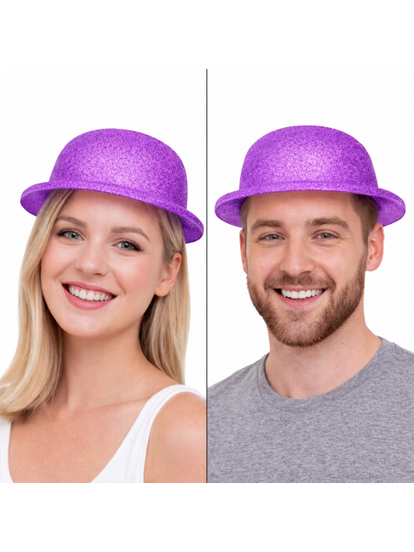Mor Simli Melon Şapka | İnce Plastik Glitter Yetişkin Parti Şapkası&hellip;
