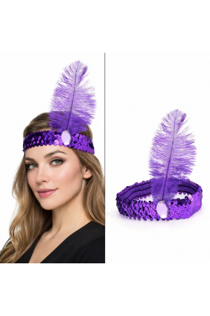 Mor Tüylü Retro Çarliston Saç Bandı - 70-80-90’lar Parti Tacı… Mor Tüylü Retro Çarliston Saç Bandı - 70-80-90’lar Parti Tacı…